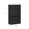 SoBuy FSR165-SCH, 2 Flip-drawers 1 Pull Out Drawer Shoe Cabinet Shoe Rack Shoe Storage Cupboard, Black