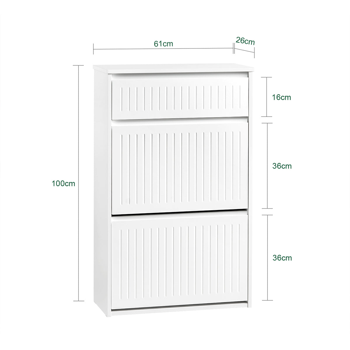 SoBuy FSR165-W shoe cabinet dimensions W61xD26xH100cm 30kg load capacity diagram