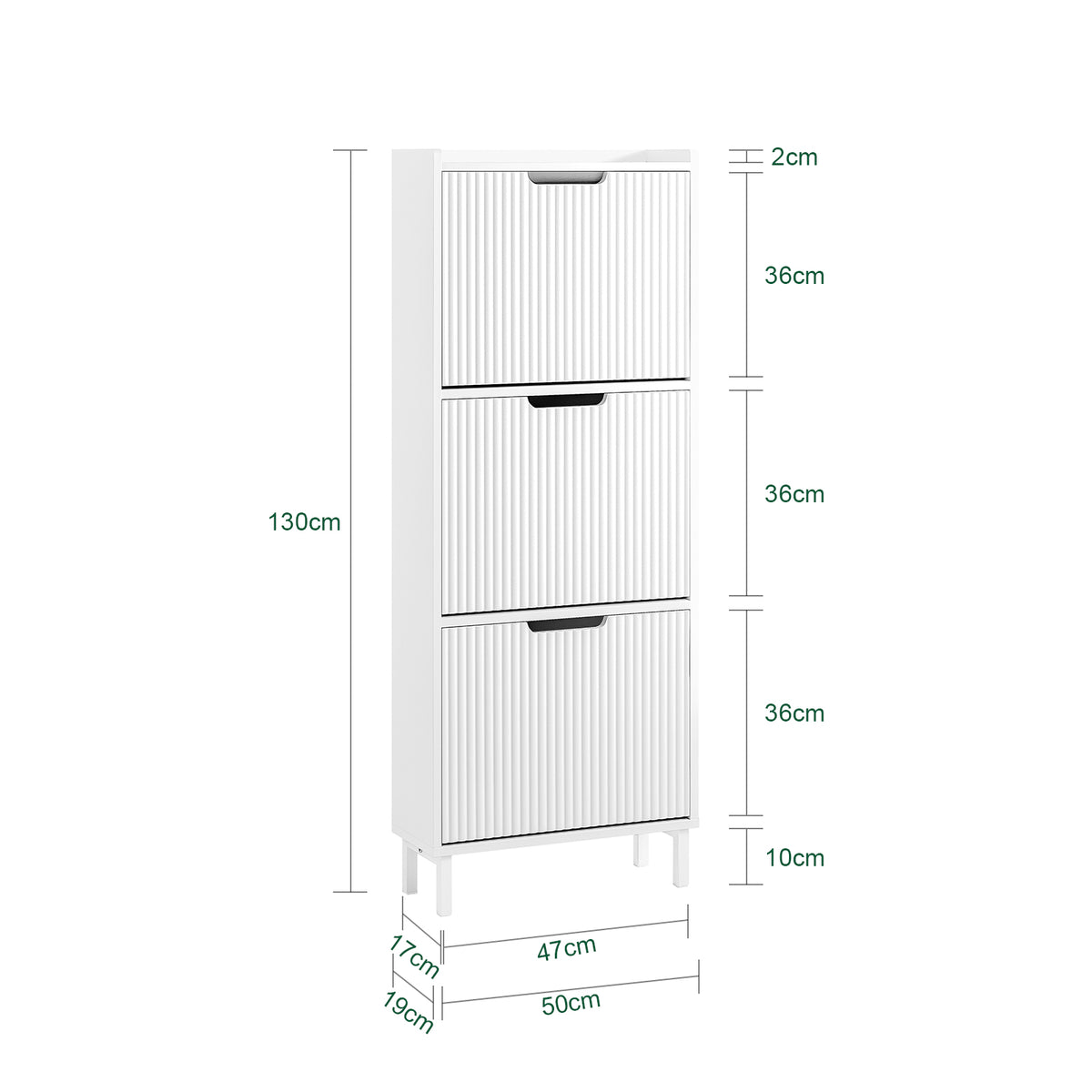 With dimensions of W50 x D19 x H130cm and a maximum capacity of 21kg, it ensures stability, durability, and everyday safety.
