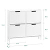 SoBuy FSR177-L-W, Narrow Shoe Rack with 4 Flip Drawers Slim Wooden Shoe Storage Cupboard for Hallway Entrance Foyer or Understairs White W100 x D19 x H91cm