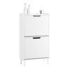 SoBuy FSR177-W, Narrow Shoe Rack with 2 Flip Drawers Slim Wooden Shoe Storage Cupboard for Hallway Entrance Foyer or Understairs White W50 x D19 x H90cm