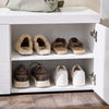 SoBuy FSR178-W, Hallway Shoe Bench Shoe Cabinet Shoe Storage Cupboard with 2 Doors High Gloss White, White