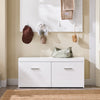 SoBuy FSR178-W, Hallway Shoe Bench Shoe Cabinet Shoe Storage Cupboard with 2 Doors High Gloss White, White