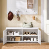 SoBuy FSR178-W, Hallway Shoe Bench Shoe Cabinet Shoe Storage Cupboard with 2 Doors High Gloss White, White