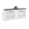 SoBuy FSR184-W, Hallway Shoe Bench Shoe Rack Shoe Cabinet with Seat Cushion and 2 Flip-drawers, White