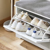 SoBuy FSR184-W, Hallway Shoe Bench Shoe Rack Shoe Cabinet with Seat Cushion and 2 Flip-drawers, White