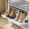 SoBuy FSR184-W, Hallway Shoe Bench Shoe Rack Shoe Cabinet with Seat Cushion and 2 Flip-drawers, White
