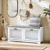 SoBuy FSR184-W, Hallway Shoe Bench Shoe Rack Shoe Cabinet with Seat Cushion and 2 Flip-drawers, White