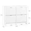 SoBuy FSR186-II-W, Shoe Rack Shoe Storage Cabinet - Slim Narrow 4 Flip Drawers Hallway Storage Unit with Stylish MDF - Easy Assembly with Metal Handles, 104x23x82cm White