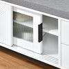 SoBuy FSR187-W, Hallway Storage Bench Shoe Bench Shoe Cabinet with Seat Cushion, White