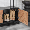 SoBuy FSR194-N, Hallway Coat Rack with Shoe Bench Hall Tree with Shoe Cabinet Coat Rack Stand Black and Natural W100 x D40 x H180cm
