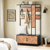 SoBuy FSR194-N, Hallway Coat Rack with Shoe Bench Hall Tree with Shoe Cabinet Coat Rack Stand Black and Natural W100 x D40 x H180cm