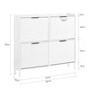 SoBuy FSR197-W, Flip-Down Shoe Cabinet 4 Door Slim Shoe Storage Organiser for Hallway Fits 8-12 Pairs White 100x19x90cm