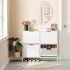 SoBuy FSR197-W, Flip-Down Shoe Cabinet 4 Door Slim Shoe Storage Organiser for Hallway Fits 8-12 Pairs White 100x19x90cm