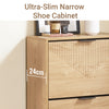 SoBuy FSR200-II-N, Slim Shoe Cabinet Storage Hallway with Flip Doors – Narrow Shoe Rack Cupboard Unit for 8 Pairs – Small Wooden Storage Cabinet for Hallways, Natural light wood texture, 60x24x83cm