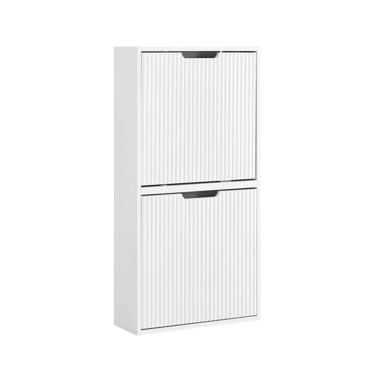 SoBuy FSR204-W white slim hallway shoe cabinet white background product shot