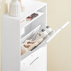 SoBuy FSR204-W, Shoe Storage Cabinet – Narrow Slim 19cm Shoe Rack with Flip Doors & Small Item Storage, Hallway Storage Unit, Modern Nordic Style, 50x19x100cm