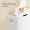 SoBuy FSR204-W, Shoe Storage Cabinet – Narrow Slim 19cm Shoe Rack with Flip Doors & Small Item Storage, Hallway Storage Unit, Modern Nordic Style, 50x19x100cm