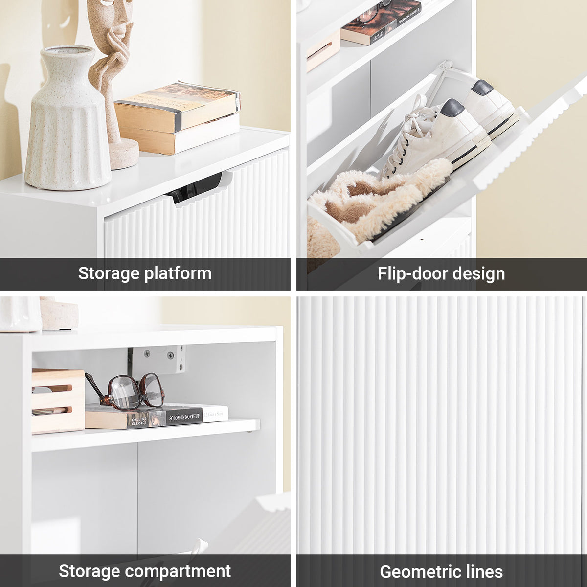 SoBuy FSR204-W white shoe cabinet E1 MDF particle board eco-friendly materials