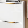 SoBuy FSR206-GW, Narrow Shoe Cabinet - 19cm Slim Hallway Shoe Storage Cabinet with High Gloss White Finish, Gold Handles, Anti-Slip Pads, E1 Board, Easy Assembly - 100x19x90cm