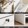 SoBuy FSR207-W, Narrow Shoe Cabinet Shoe Storage Cabinet – Slim Design for Small Spaces – White MDF Shoe Rack with 2 Flip Doors & Drawer – Holds Up to 8 Pairs of Shoes – 80x19x107 cm
