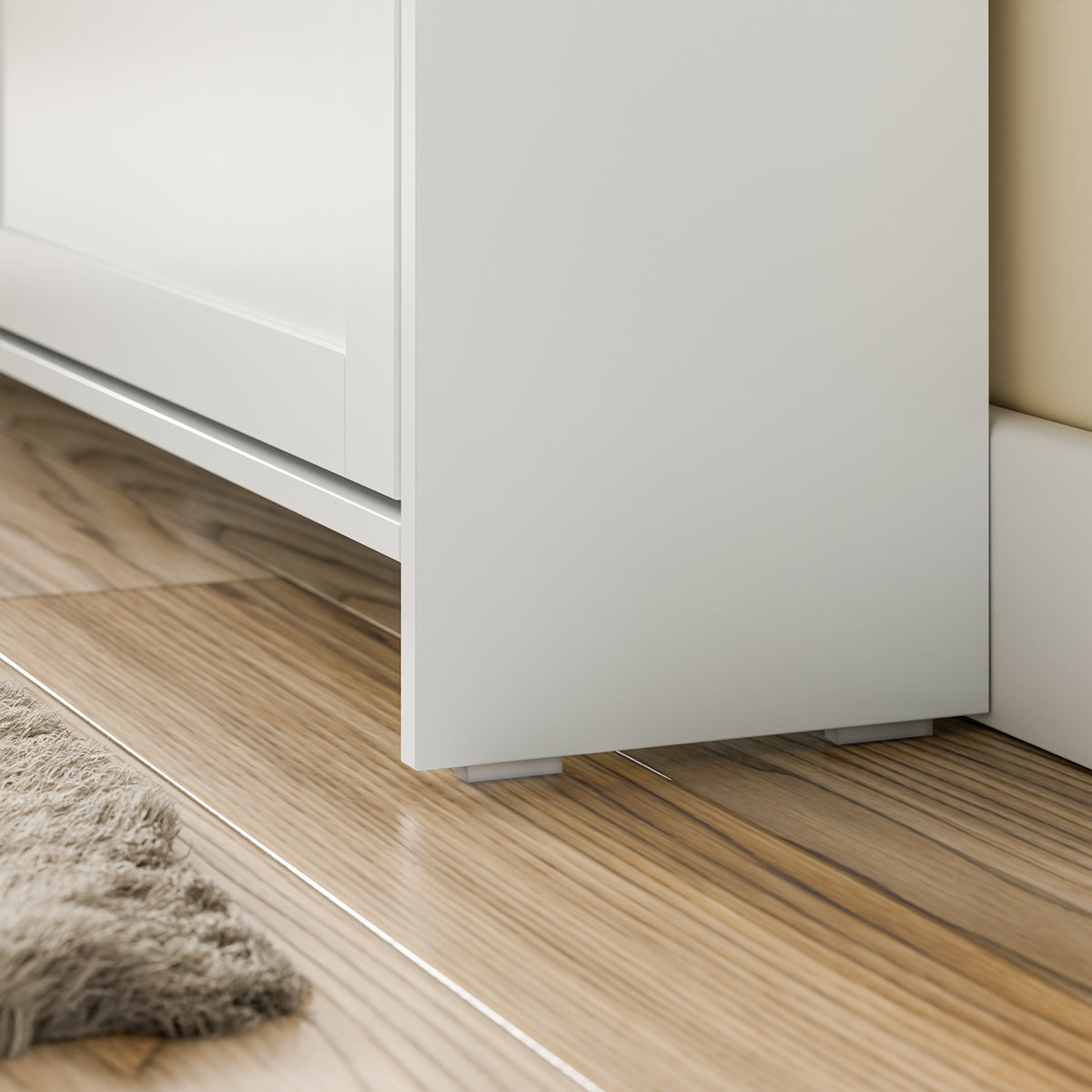 SoBuy FSR208-W, Narrow Shoe Cabinet Shoe Storage Cabinet – Slim Design for Small Spaces – White MDF Shoe Rack with 4 Flip Doors & 2 Drawer – Holds Up to 12 Pairs of Shoes – 100x19x107cm