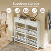 SoBuy FSR208-W, Narrow Shoe Cabinet Shoe Storage Cabinet – Slim Design for Small Spaces – White MDF Shoe Rack with 4 Flip Doors & 2 Drawer – Holds Up to 12 Pairs of Shoes – 100x19x107cm