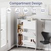 SoBuy FSR209-WN, Narrow Shoe Cabinet Shoe Storage Cabinet - Slim Design for 9 Pairs of Shoes, Bamboo and White MDF, Space-Saving - Ideal for Small Spaces, Hallways, 90cm x 19cm x 129.5cm