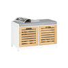SoBuy FSR23-II-WN, Hallway Storage Bench Shoe Bench Shoe Cabinet with Seat Cushion and 2 Doors, White
