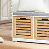 SoBuy FSR23-II-WN, Hallway Storage Bench Shoe Bench Shoe Cabinet with Seat Cushion and 2 Doors, White