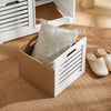 SoBuy FSR23-K-W, White Storage Bench with 2 Drawers & Removable Seat Cushion, Shoe Cabinet Shoe Bench, White