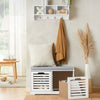 SoBuy FSR23-K-W, White Storage Bench with 2 Drawers & Removable Seat Cushion, Shoe Cabinet Shoe Bench, White
