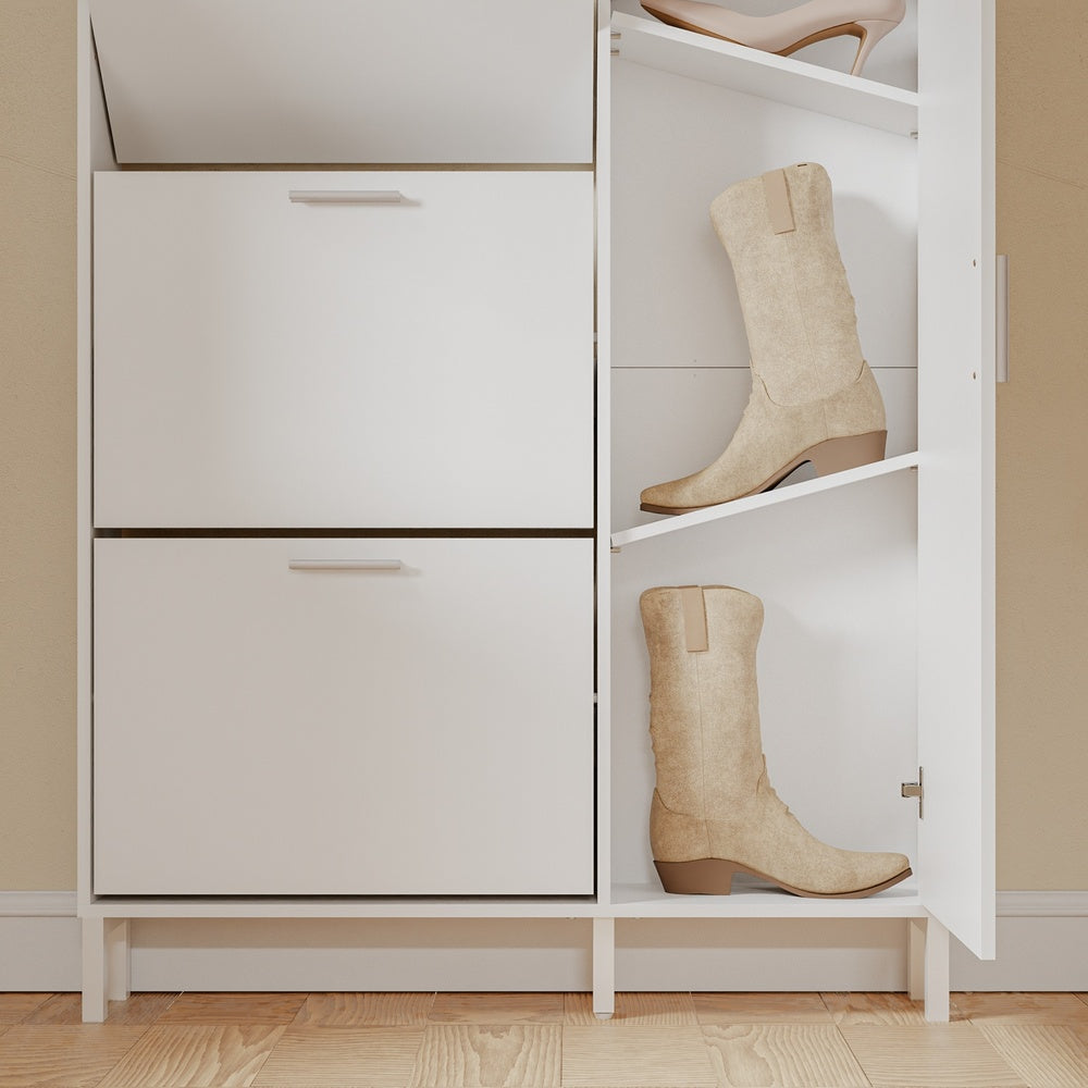 SoBuy FSR230-W, High Gloss Shoe Cabinet with Doors, Holds 10 Pairs, Narrow Hallway Storage, White, 83x14x117.5cm - view 8
