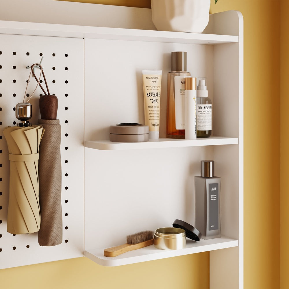 SoBuy FSR232-W, Tall Narrow Shoe Cabinet with 3 Flip Drawers, 8 Shelves & 6 Hooks, White, 83x14x197cm - view 8