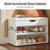 SoBuy FSR25-W, Shoe Storage Bench Shoe Rack with Seat - Padded Folding Cushion, Hallway Storage Unit with 2 Tiers, White, 60x30x48cm, Max Load 150kg