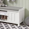 SoBuy FSR35-W, Storage Bench with 2 Doors & Removable Seat Cushion, Shoe Cabinet Shoe Bench, White