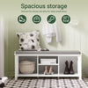 SoBuy FSR35-W, Storage Bench with 2 Doors & Removable Seat Cushion, Shoe Cabinet Shoe Bench, White