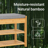 SoBuy FSR49-N, Hallway Bamboo Shoe Rack with Seat Cushion and Drawer - 55x30x46cm Shoe Storage Bench with Seat for Entryway, Hallway Storage Organizer with Drawer W55 xD30xH46cm