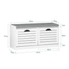 SoBuy FSR62-II-W, Hallway Shoe Bench Shoe Cabinet with 2 Flip-drawers and Seat Cushion White W97 x D30 x H46cm