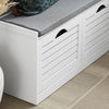 SoBuy FSR62-II-W, Hallway Shoe Bench Shoe Cabinet with 2 Flip-drawers and Seat Cushion White W97 x D30 x H46cm