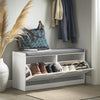 SoBuy FSR62-II-W, Hallway Shoe Bench Shoe Cabinet with 2 Flip-drawers and Seat Cushion White W97 x D30 x H46cm
