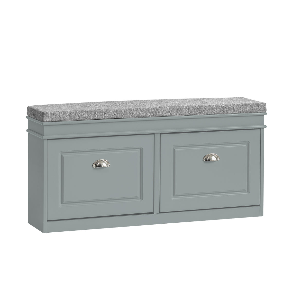 SoBuy FSR64-HG Grey Hallway Shoe Storage Bench with 2 Flip Drawers – W104 x D24 x H51cm