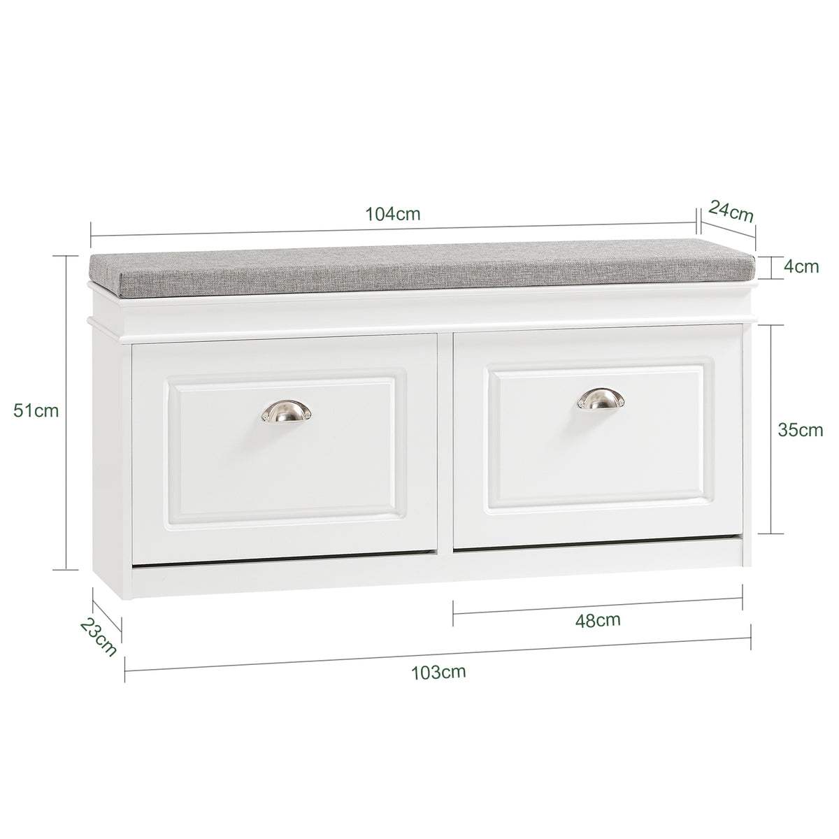 SoBuy FSR64-W white shoe bench W104 x D24 x H52cm white background