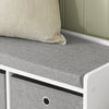 SoBuy FSR65-DG, 3 Baskets Hallway Bedroom Storage Shoe Bench with Seat Cushion, Grey