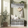 SoBuy FSR67-HG, 3 Baskets Hallway Storage Bench, Shoe Rack with Seat Cushion, Grey