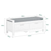SoBuy FSR74-W, 2 Drawers Shoe Rack Hallway Storage Bench with Seat Cushion, White
