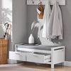 SoBuy FSR74-W, 2 Drawers Shoe Rack Hallway Storage Bench with Seat Cushion, White
