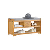 SoBuy FSR75-N, Bamboo 2 Tiers Shoe Rack Hallway Storage Bench with Seat Cushion, Wood