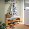 SoBuy FSR75-N, Bamboo 2 Tiers Shoe Rack Hallway Storage Bench with Seat Cushion, Wood