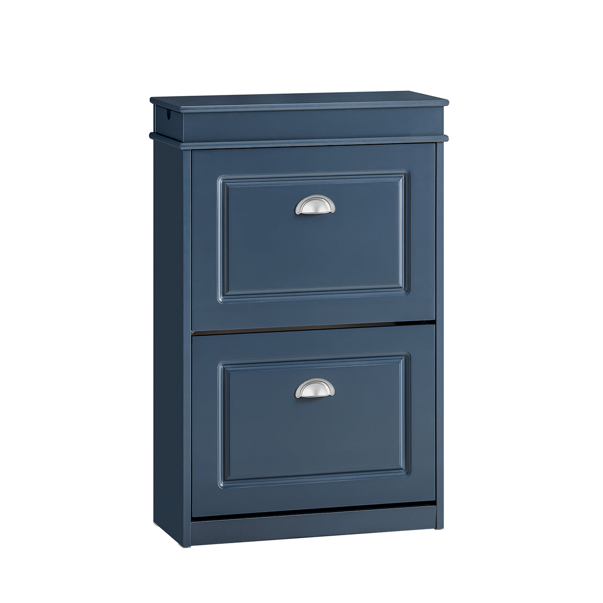 SoBuy Blue Slim Shoe Cabinet with 2 Flip Drawers – Tall Narrow Design for Hallway Storage